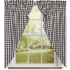 Annie Buffalo Check Black Prairie Gathered Curtains - 72x63