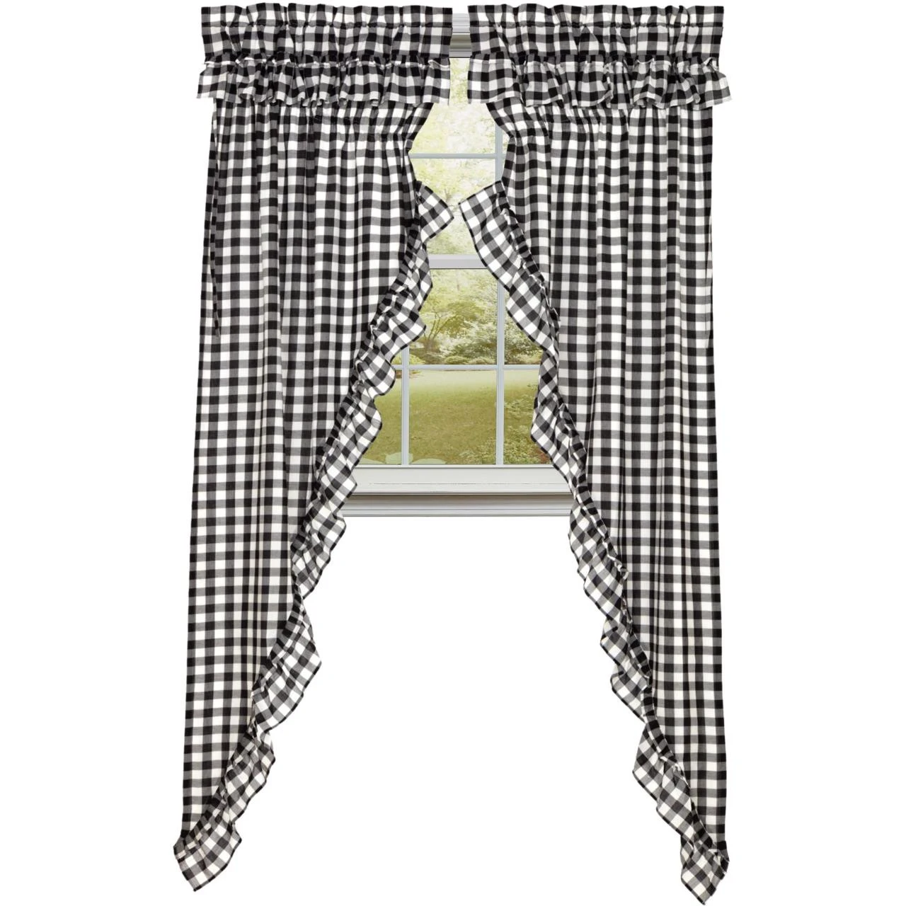 Annie Buffalo Check Black Prairie Gathered Curtains - Ruffled 72x84 3 Annie Buffalo Check Black Prairie Gathered Curtains - Ruffled 72x84
