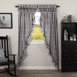 Annie Buffalo Check Black Prairie Gathered Curtains - Ruffled 72x84 8 Annie Buffalo Check Black Prairie Gathered Curtains - Ruffled 72x84 -Home Improvement Store Annie Buffalo Check Black Prairie Gathered Curtains Ruffled 72x84 840528178795 image3 81261.1681403475