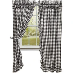 Annie Buffalo Check Black Ruffled Panels - 80x84