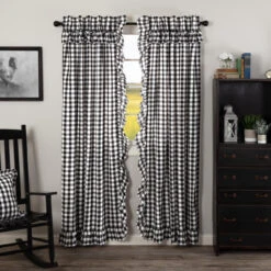 Annie Buffalo Check Black Ruffled Panels - 80x84 -Home Improvement Store Annie Buffalo Check Black Ruffled Panels 80x84 840528178771 image3 65987.1674672778