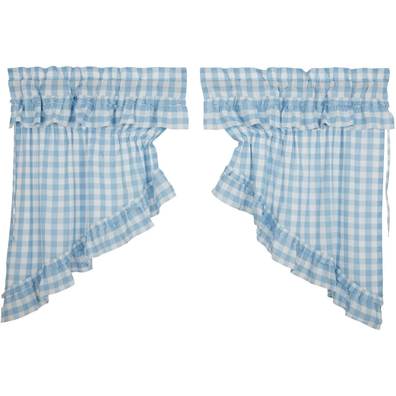 Annie Buffalo Check Blue Prairie Gathered Curtains - Ruffled 72x36 4 Annie Buffalo Check Blue Prairie Gathered Curtains - Ruffled 72x36 - Image 2