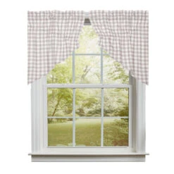Annie Buffalo Check Grey Prairie Gathered Swags - 72x36