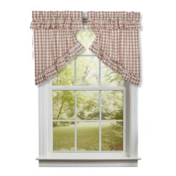 Annie Buffalo Check Portabella Prairie Gathered Curtains - Ruffled 72x36