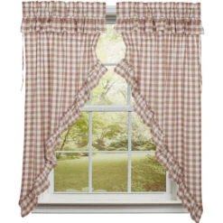 Annie Buffalo Check Portabella Prairie Gathered Curtains - Ruffled 72x63