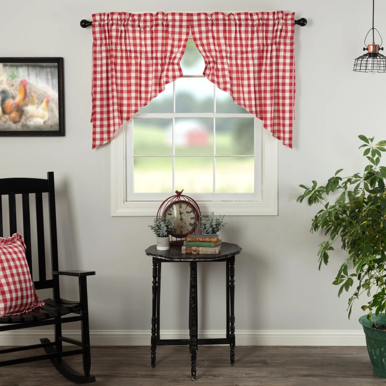 Annie Buffalo Check Red Prairie Gathered Curtains - 72x36 5 Annie Buffalo Check Red Prairie Gathered Curtains - 72x36 - Image 3