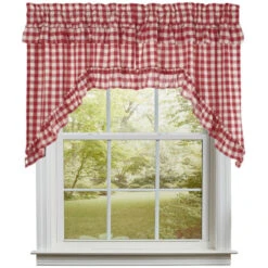 Annie Buffalo Check Red Swags - Ruffled 72x36