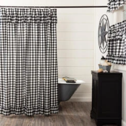 Annie Buffalo Check Black Shower Curtain - Ruffled