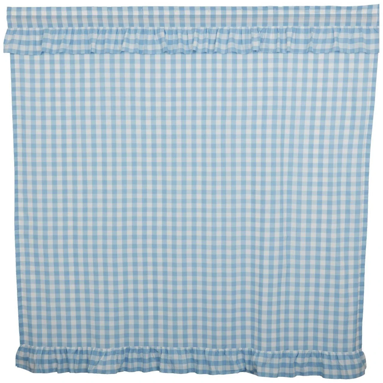 Annie Buffalo Check Blue Shower Curtain - Ruffled 4 Annie Buffalo Check Blue Shower Curtain - Ruffled - Image 2