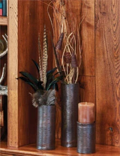 Birch Vase/Pillar Holders - Set Of 3 Assorted