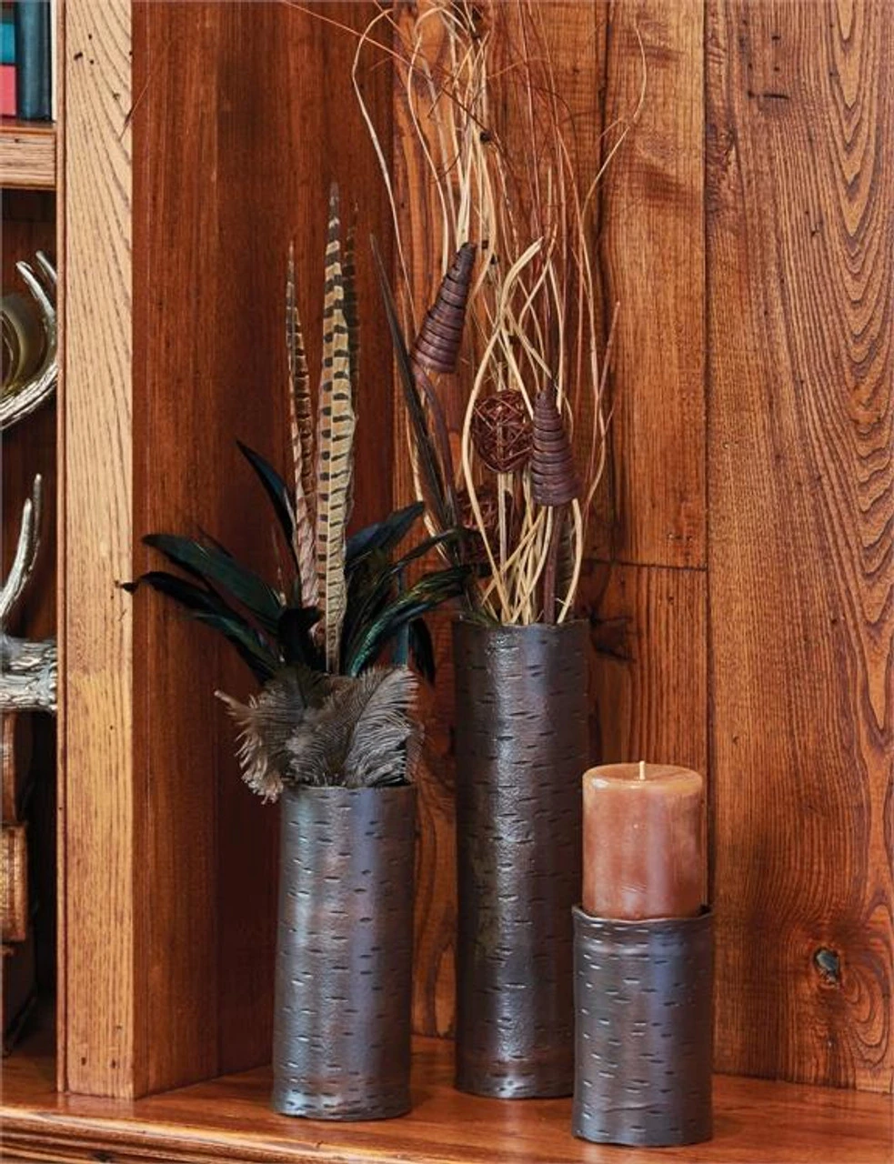 Birch Vase/Pillar Holders - Set Of 3 Assorted 3 Birch Vase/Pillar Holders - Set Of 3 Assorted