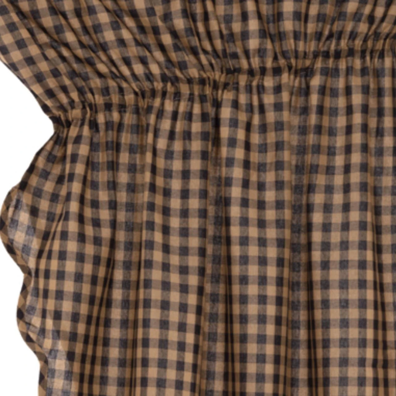 Black Check Scalloped Prairie Gathered Curtains - 72x84 6 Black Check Scalloped Prairie Gathered Curtains - 72x84 - Image 4