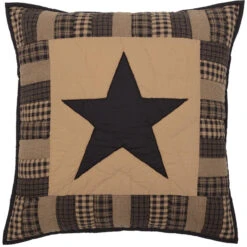 Black Check Star Pillow Sham - Euro Quilted
