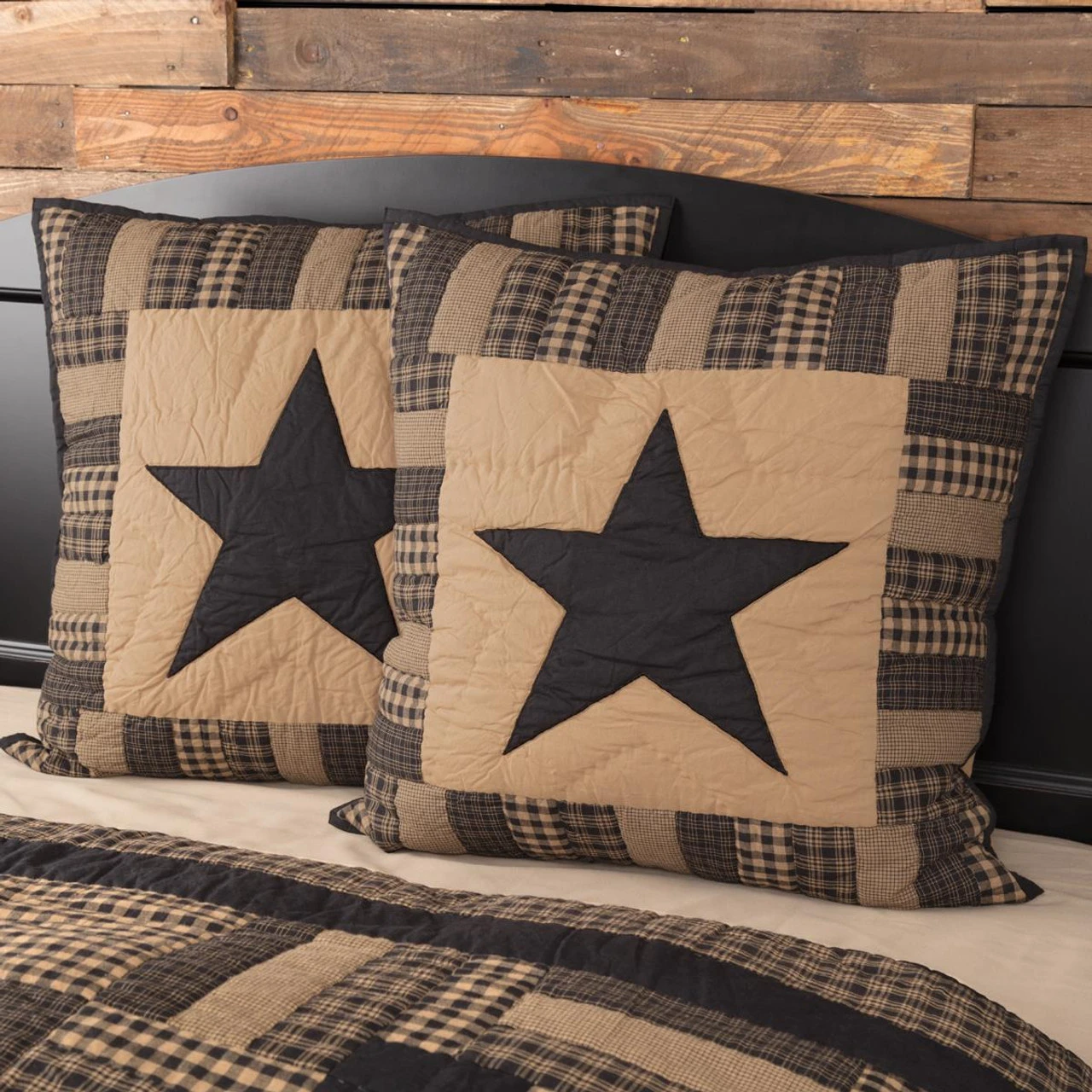 Black Check Star Pillow Sham - Euro Quilted 4 Black Check Star Pillow Sham - Euro Quilted - Image 2