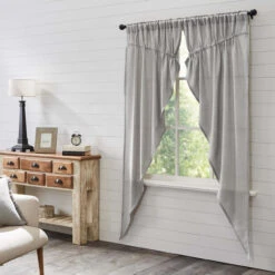 Burlap Dove Grey Prairie Gathered Curtains - 72x84 -Home Improvement Store Burlap Dove Grey Prairie Gathered Curtains 72x84 810055893904 image3 74791.1681409412