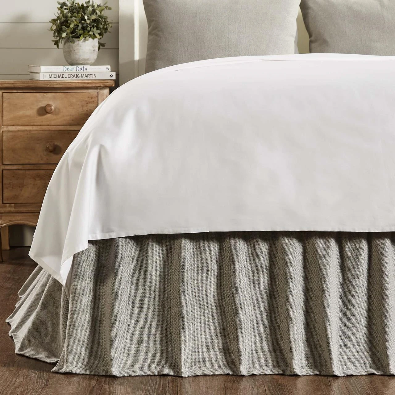 Burlap Dove Grey Ruffled Bed Skirt 3 Burlap Dove Grey Ruffled Bed Skirt