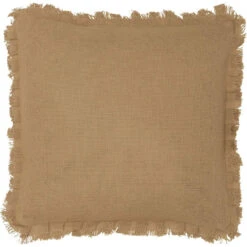 Burlap Natural Fringed Ruffled Pillow - 16x16