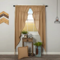 Burlap Natural Prairie Gathered Curtains - 72x84 -Home Improvement Store Burlap Natural Prairie Gathered Curtains 72x84 840528179334 image3 03305.1682008071