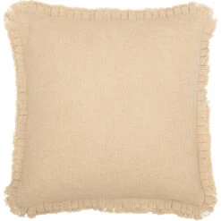 Burlap Vintage Fringed Ruffle Pillow - 18x18