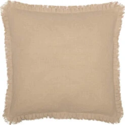 Burlap Vintage Fringed Ruffle Pillow Sham - Euro Fabric