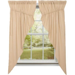 Burlap Vintage Prairie Gathered Curtains - 72x63
