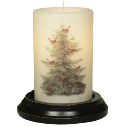 Candle Sleeve - Gumdrop Snowy Tree Cardinals