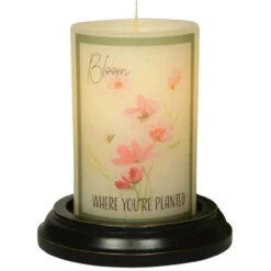 Candle Sleeve - Watercolor Bloom Where Planted Vanilla