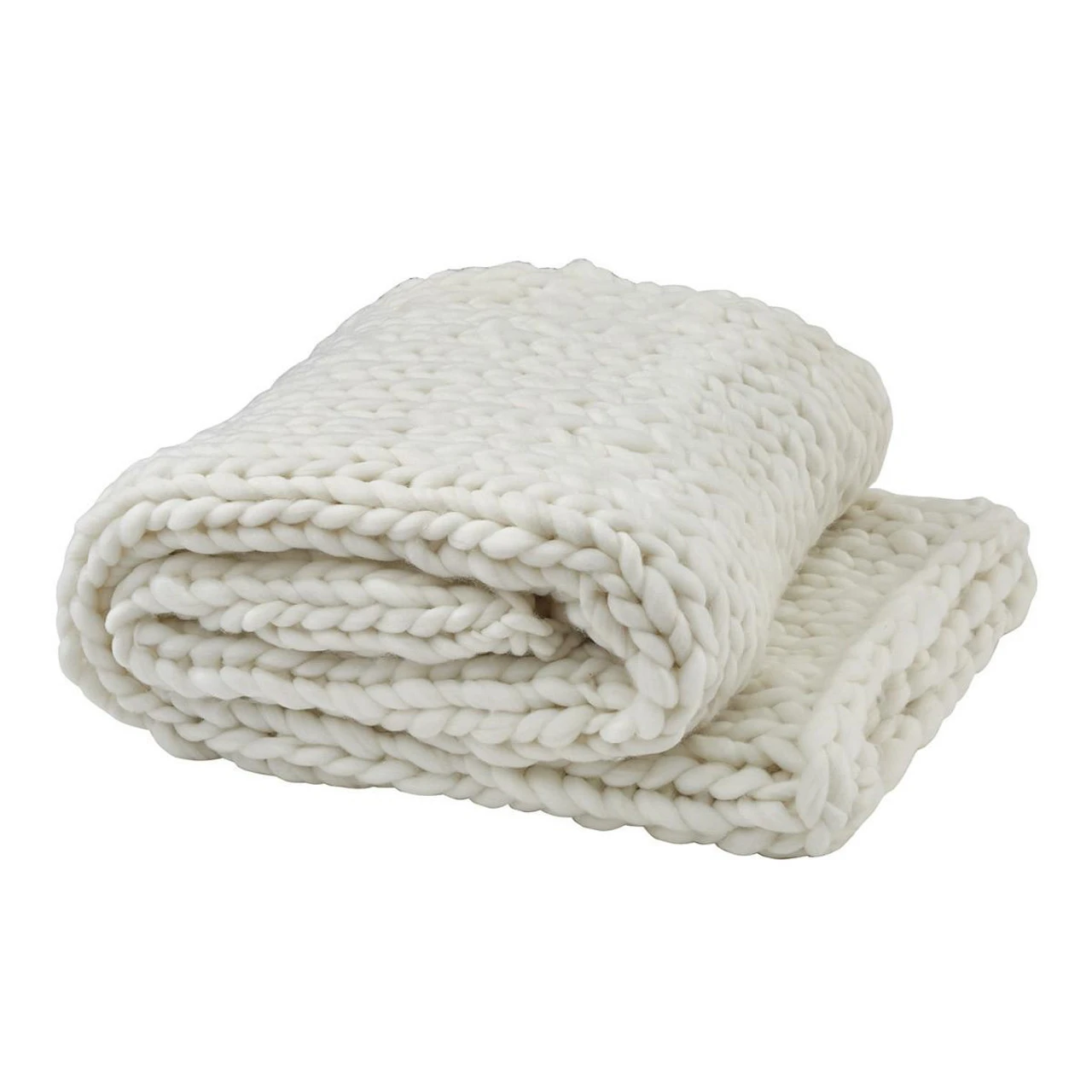 Chunky Knit Throw - White 3 Chunky Knit Throw - White