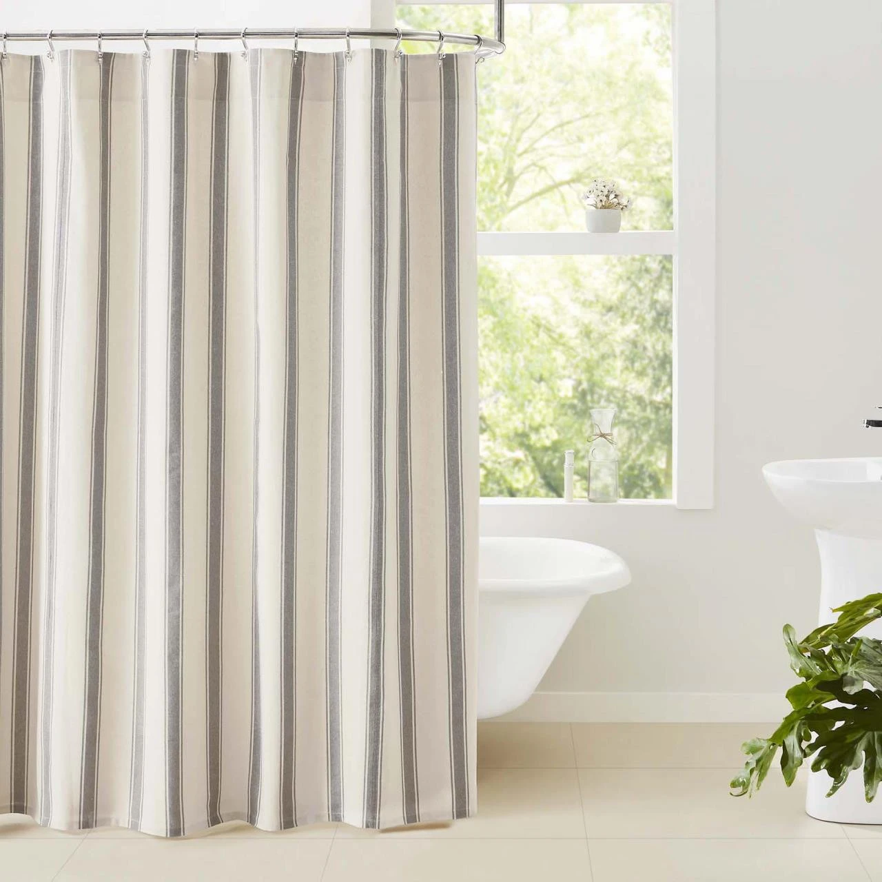 Grace Grain Sack Stripe Shower Curtain 3 Grace Grain Sack Stripe Shower Curtain