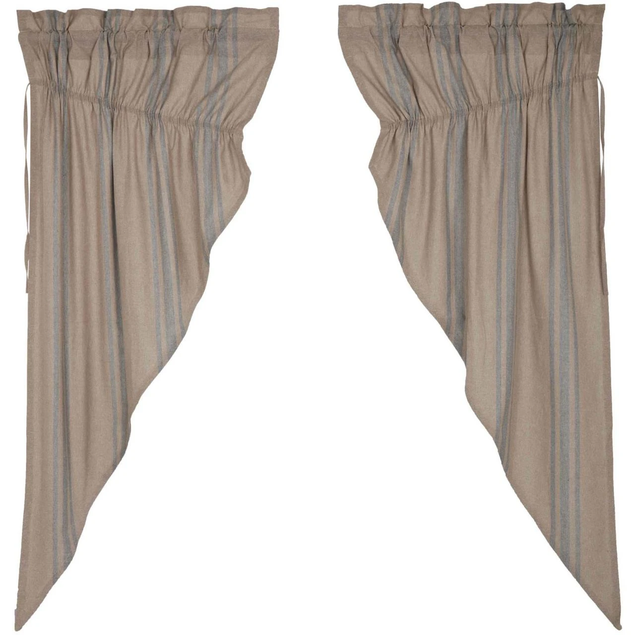 Grain Sack Blue Prairie Gathered Curtains - 72x63 4 Grain Sack Blue Prairie Gathered Curtains - 72x63 - Image 2