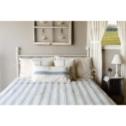 Grain Sack Stripe Colonial Blue Bed Cover - Queen