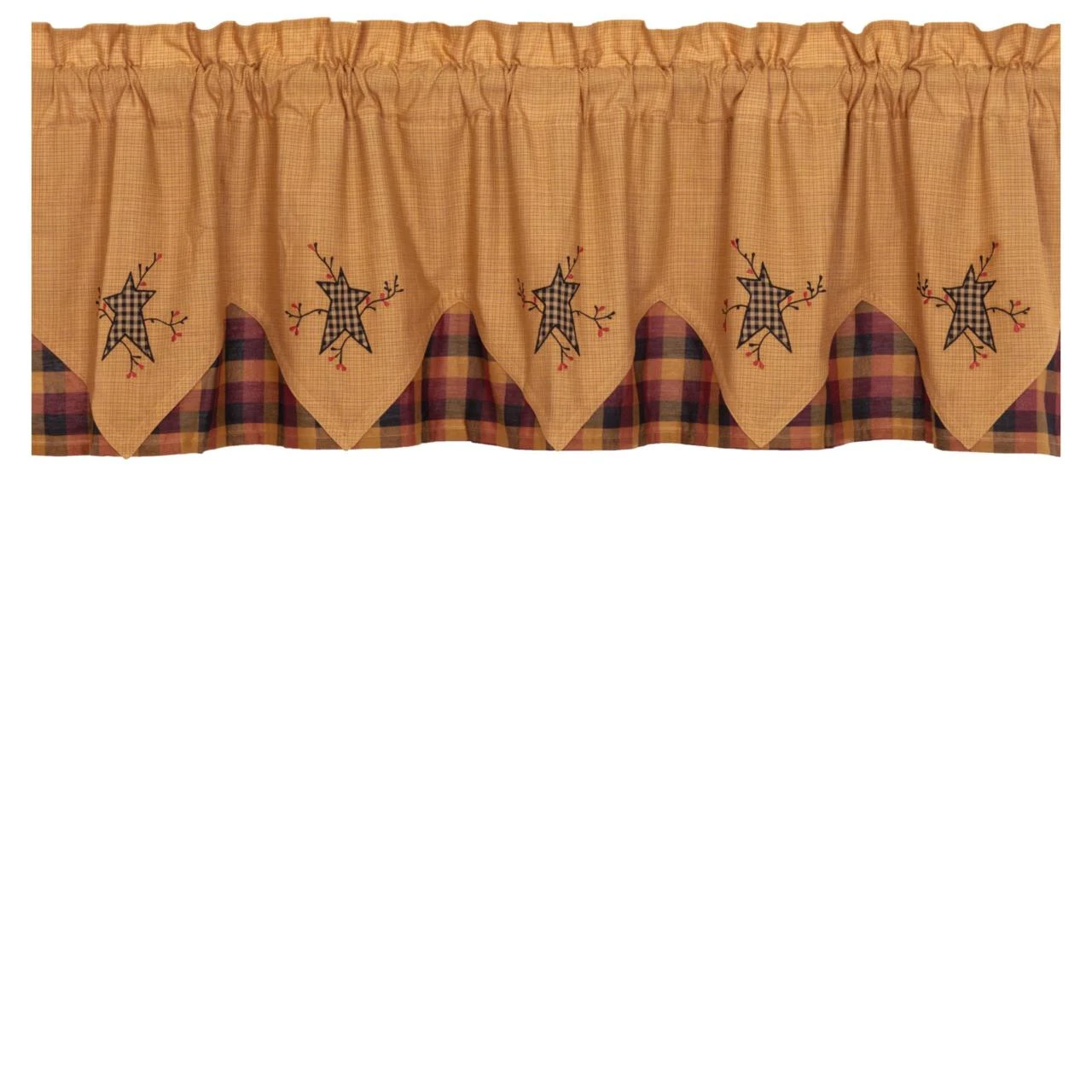 Heritage Farms Primitive Star And Pip Layered Valance -72x20 4 Heritage Farms Primitive Star And Pip Layered Valance -72x20 - Image 2
