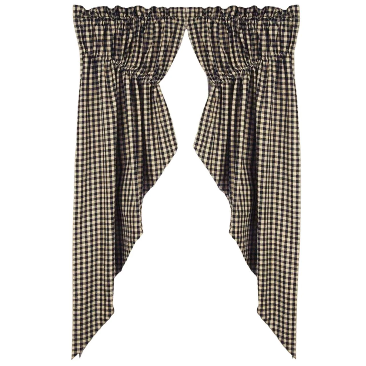 Heritage House Check Black Prairie Gathered Curtains - 72x63 4 Heritage House Check Black Prairie Gathered Curtains - 72x63 - Image 2