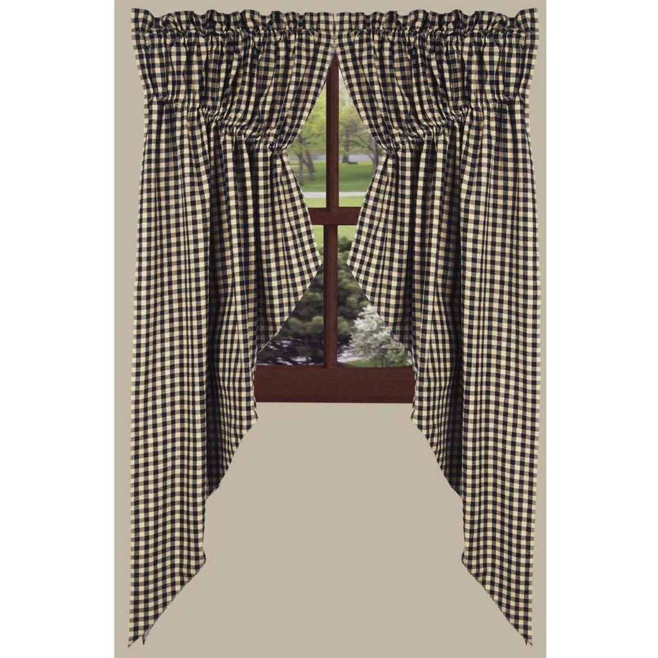 Heritage House Check Black Prairie Gathered Curtains - 72x63 5 Heritage House Check Black Prairie Gathered Curtains - 72x63 - Image 3