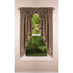 Heritage House Check Black Star Prairie Gathered Curtains - 72x63 -Home Improvement Store Heritage House Check Black Star Prairie Gathered Curtains 72x63 648558011125 image3 72287.1681480636