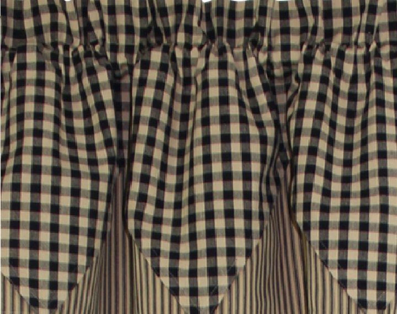 Heritage House Check Black Valance - Point 72x15.5 3 Heritage House Check Black Valance - Point 72x15.5