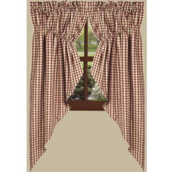 Heritage House Check Red Prairie Gathered Curtains - 72x63 -Home Improvement Store Heritage House Check Red Prairie Gathered Curtains 72x63 643934368305 image3 68044.1689044486