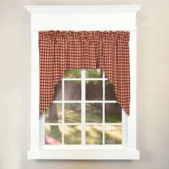 Heritage House Check Red Swags - 72x36 -Home Improvement Store Heritage House Check Red Swags 72x36 643934369845 image3 37321.1689039733