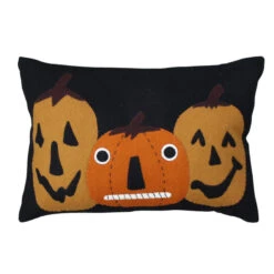 Jack -o-Lantern Felt Pillow - Black 14x20