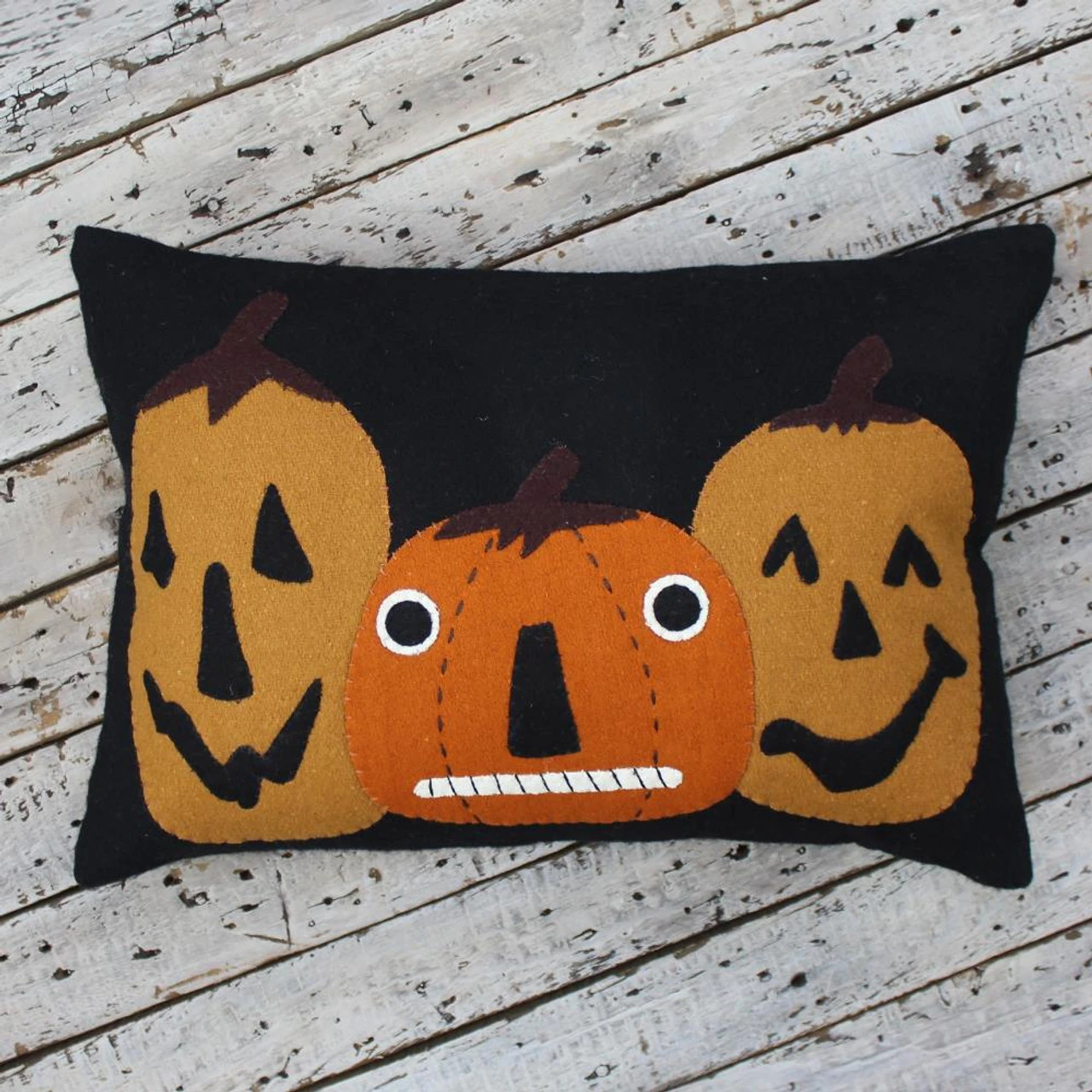 Jack -o-Lantern Felt Pillow - Black 14x20 4 Jack -o-Lantern Felt Pillow - Black 14x20 - Image 2