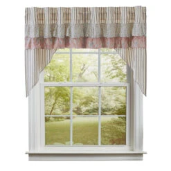 Kaila Ticking Blue Ruffled Swags - 72x36