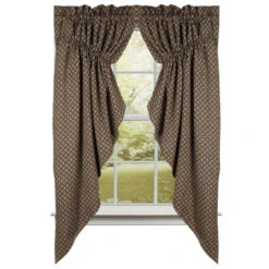 Kingston Jacquard Prairie Gathered Curtains - Black 72x63