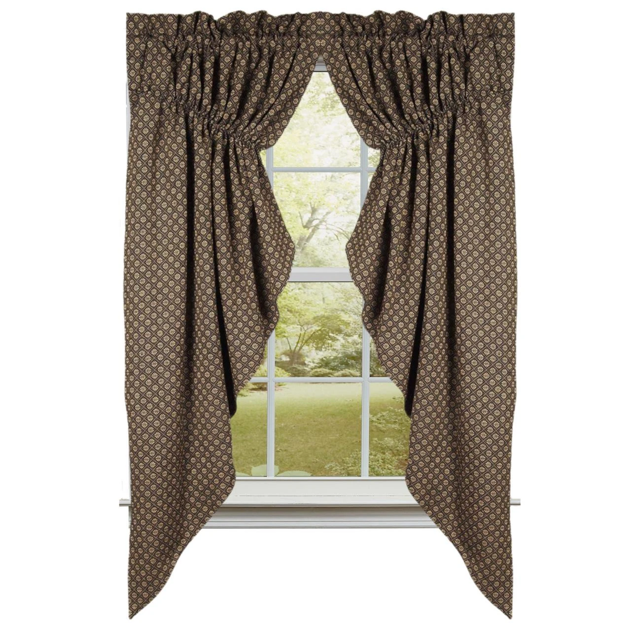 Kingston Jacquard Prairie Gathered Curtains - Black 72x63 3 Kingston Jacquard Prairie Gathered Curtains - Black 72x63