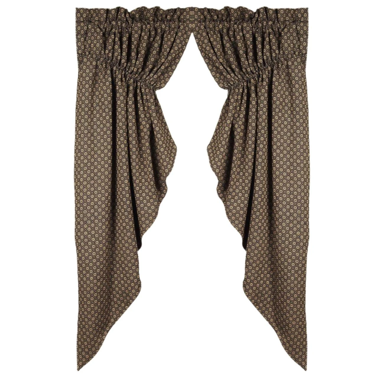 Kingston Jacquard Prairie Gathered Curtains - Black 72x63 4 Kingston Jacquard Prairie Gathered Curtains - Black 72x63 - Image 2