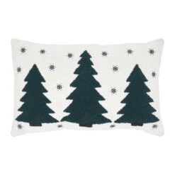 Pine Grove Plaid Embroidered Trees Pillow - 14x22