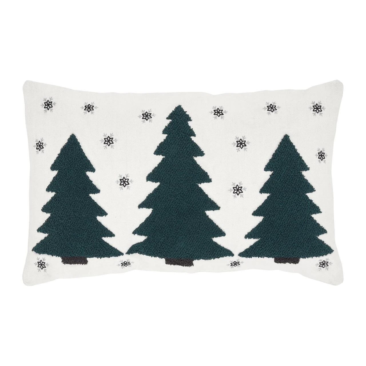 Pine Grove Plaid Embroidered Trees Pillow - 14x22