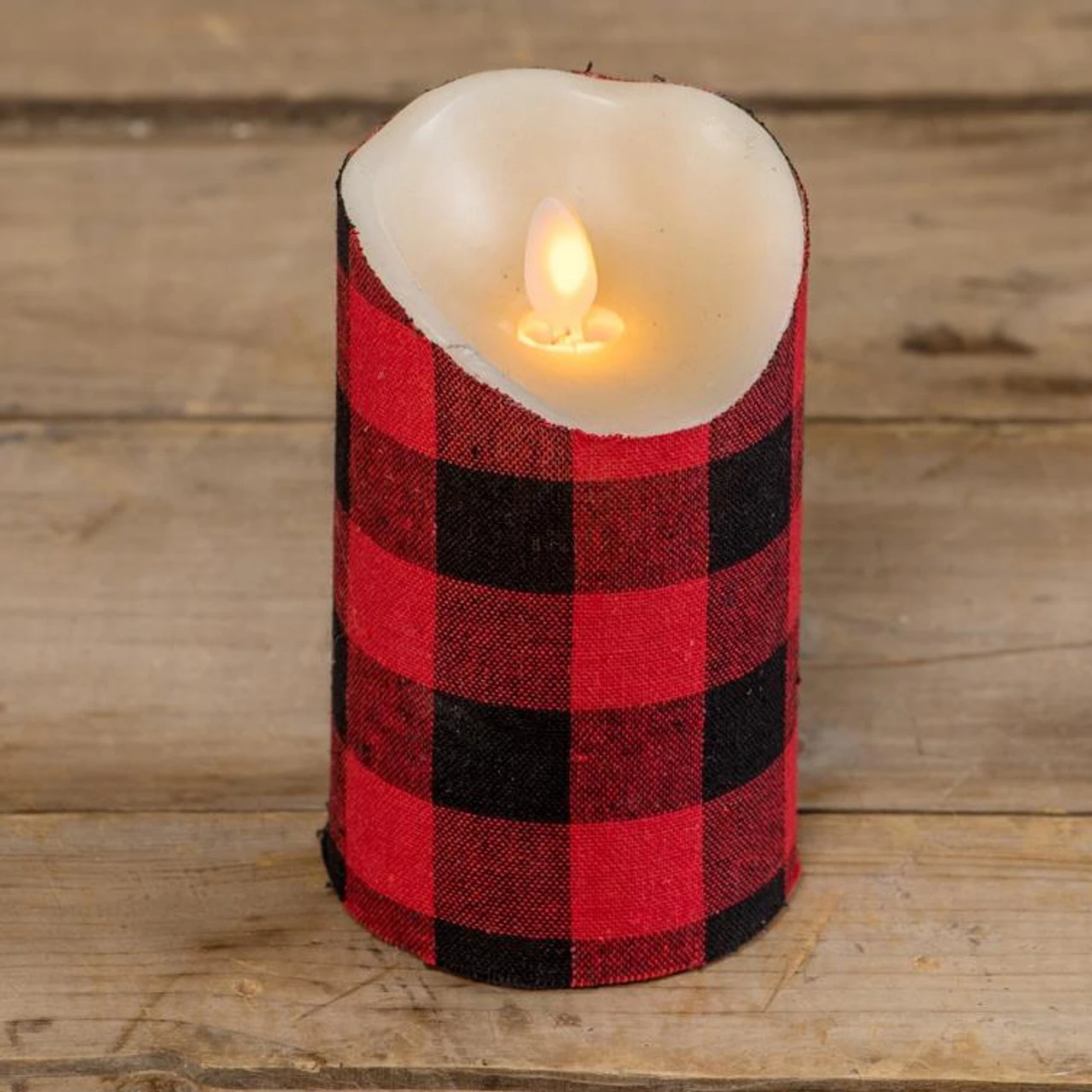 Red & Black Buffalo Check Timer Candle - 3x5 Pillar 3 Red & Black Buffalo Check Timer Candle - 3x5 Pillar
