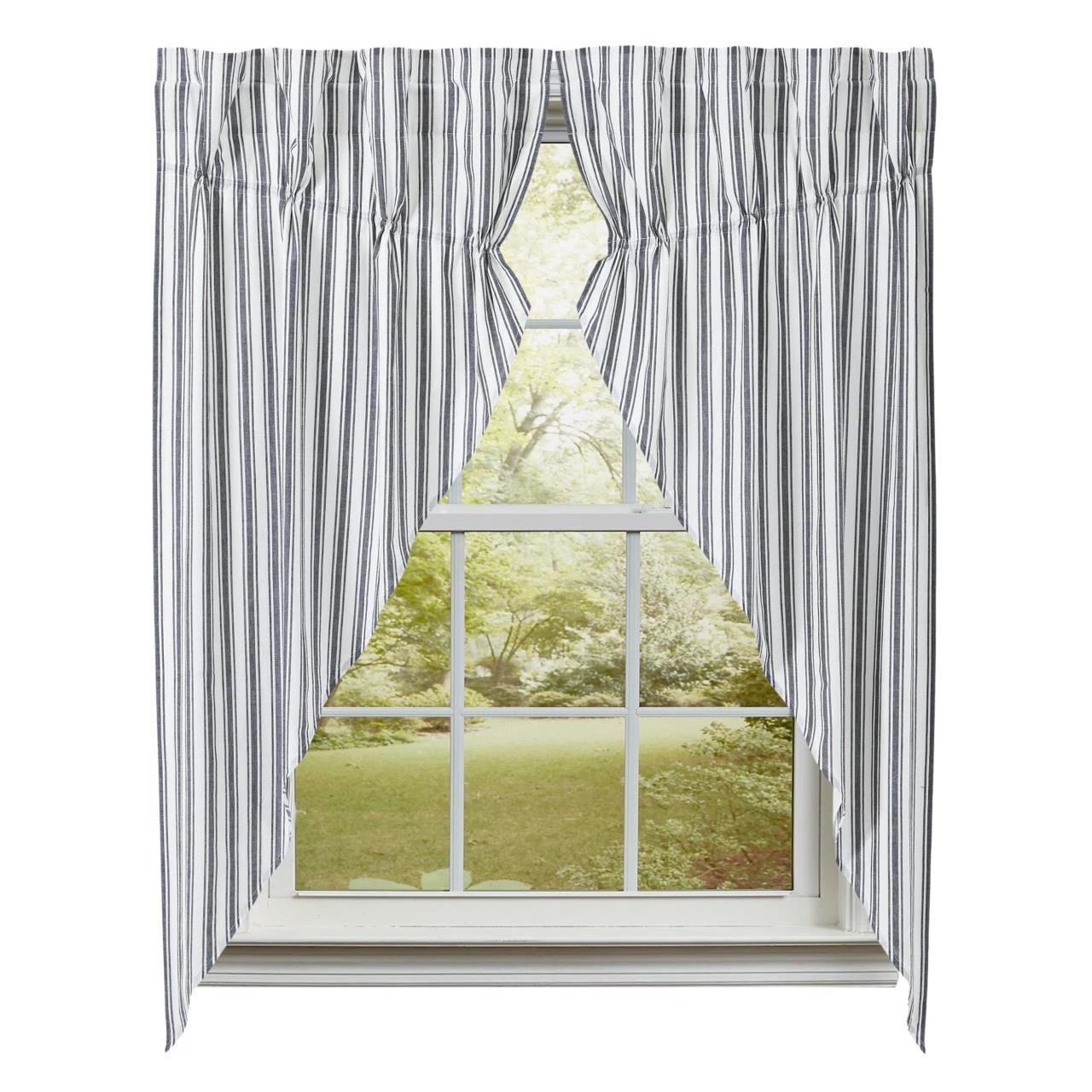 Sawyer Mill Black Ticking Stripe Prairie Gathered Curtains - 72x63 3 Sawyer Mill Black Ticking Stripe Prairie Gathered Curtains - 72x63