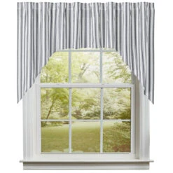 Sawyer Mill Black Ticking Stripe Swags - 72x36