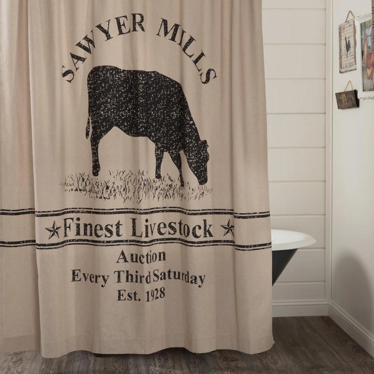 Sawyer Mill Charcoal Cow Shower Curtain 3 Sawyer Mill Charcoal Cow Shower Curtain